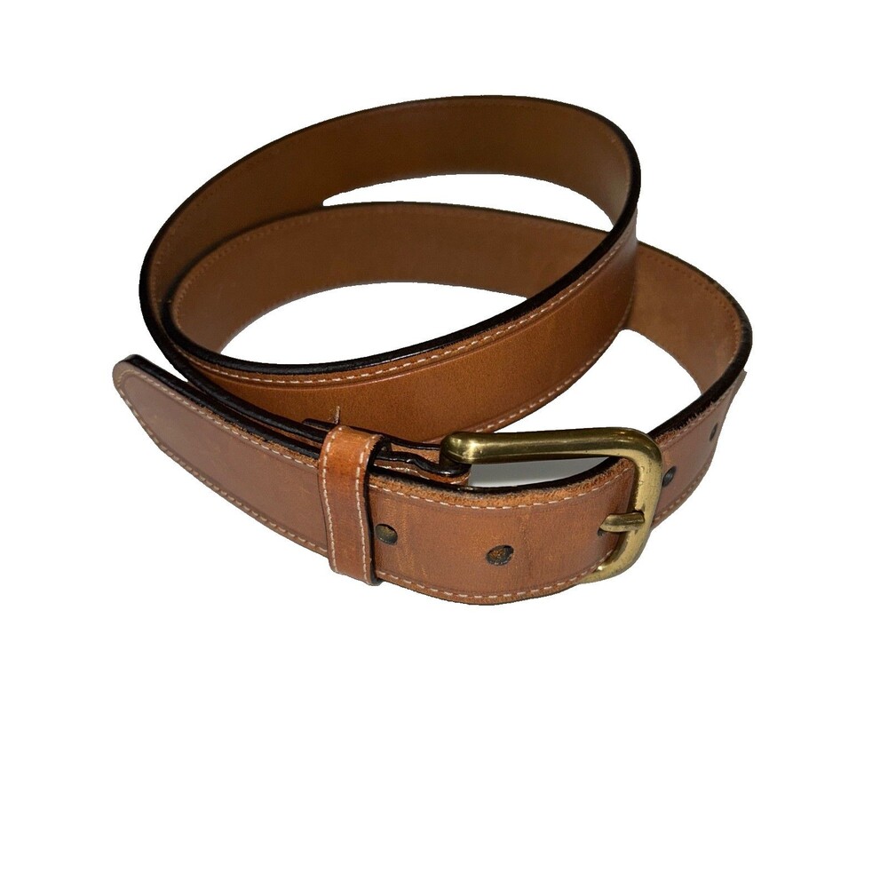Men’s Light Brown Genuine Leather Belt size 40/100 cm Gold Buckle